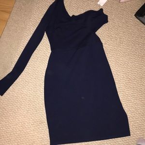 Dark blue one sleeve bodycon dress